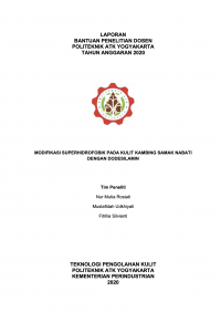 Image of Modifikasi Superhidrofobik Pada Kulit Kambing Samak Nabati Dengan Dodesilamin