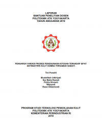 Image of Pengaruh Variasi Proses Penggunaan Kitosan Terhadap Sifat Antibakteri Kulit Domba Tersamak Nabati