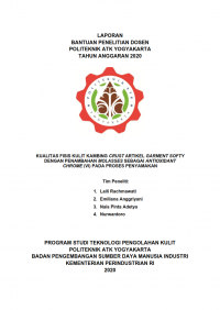 Image of Kualitas Fisis Kulit Kambing Crust Artikel Garment Softy Dengan Penambahan Molasses Sebagai Antioxidant Chrome (VI) Pada Proses Penyamakan
